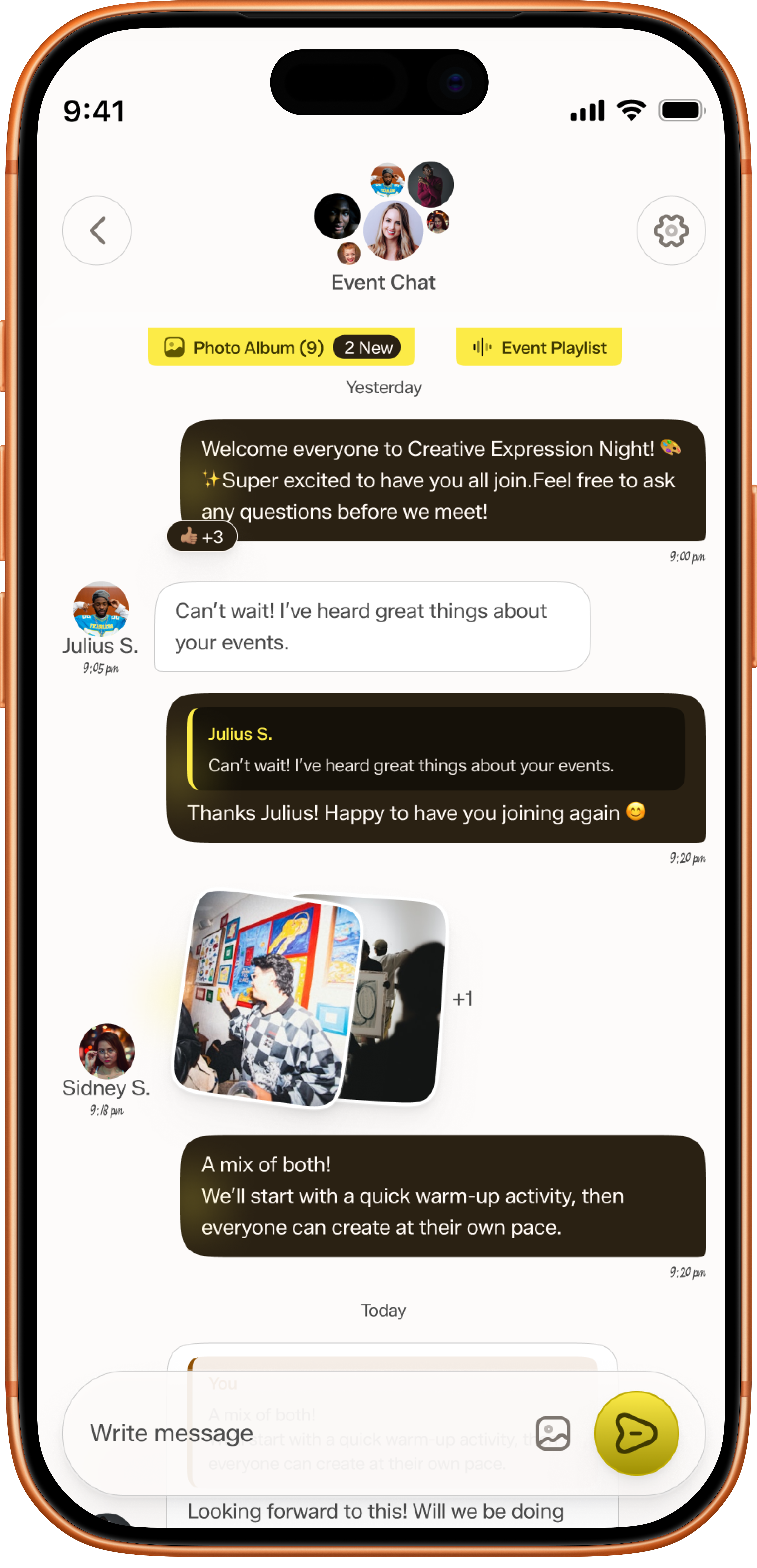 Location verification screen showing a pre-checked event venue
